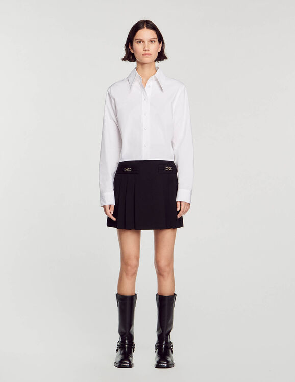 Short skirt with stitched pleats Black Femme