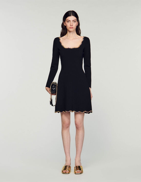 Short velvet dress Black Femme