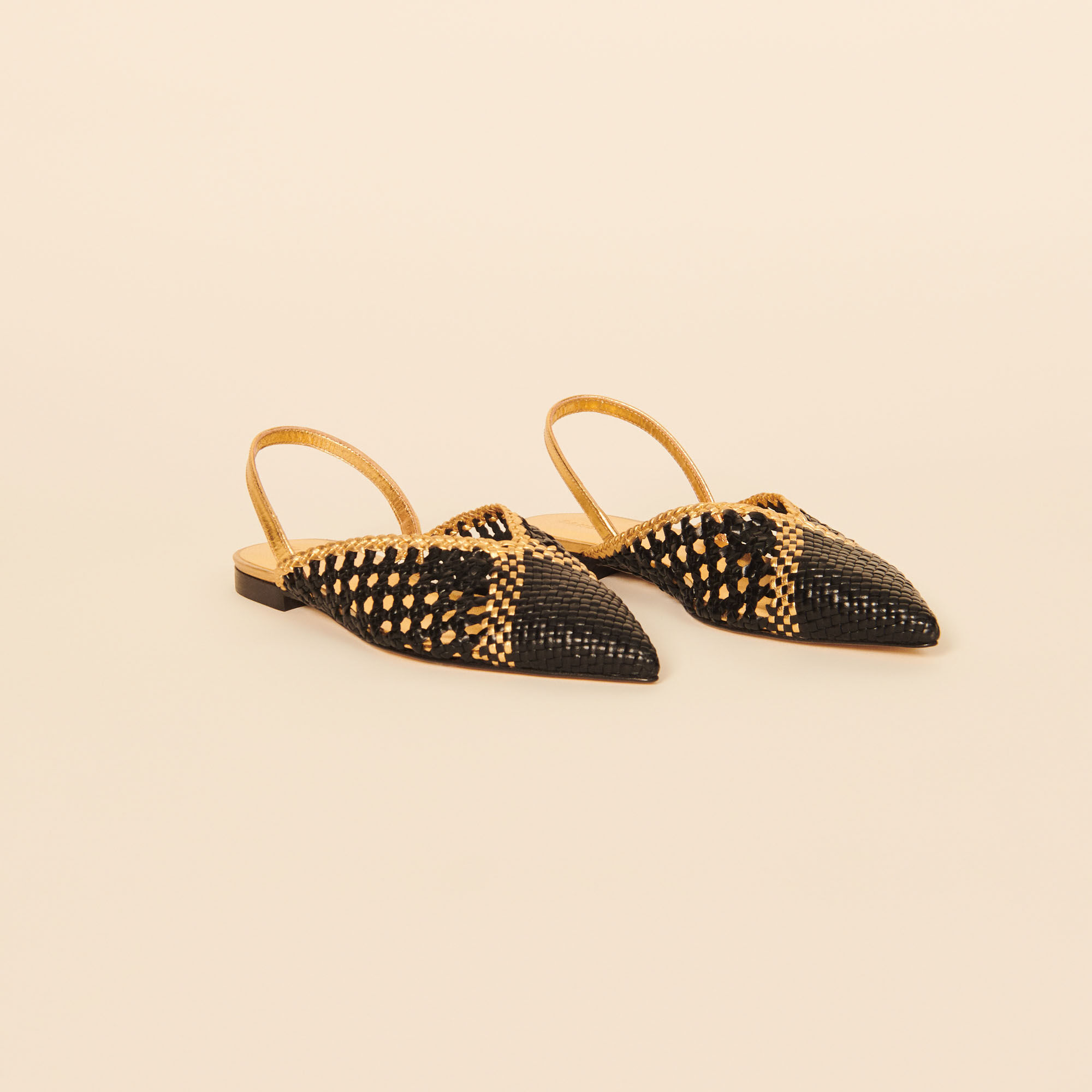 Woven clearance leather slingbacks