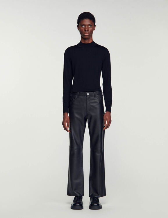 Leather trousers Black Homme