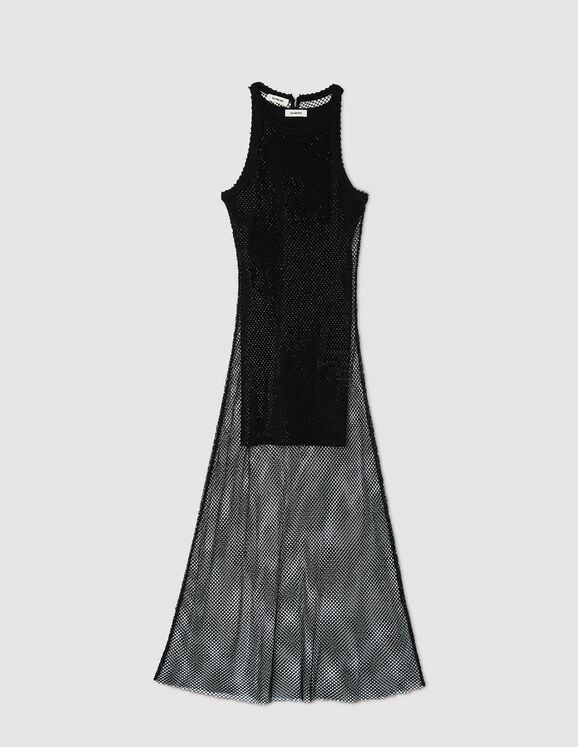 Long shiny mesh dress Black Femme