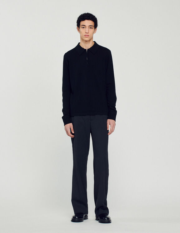 Knitted polo sweater Black Homme