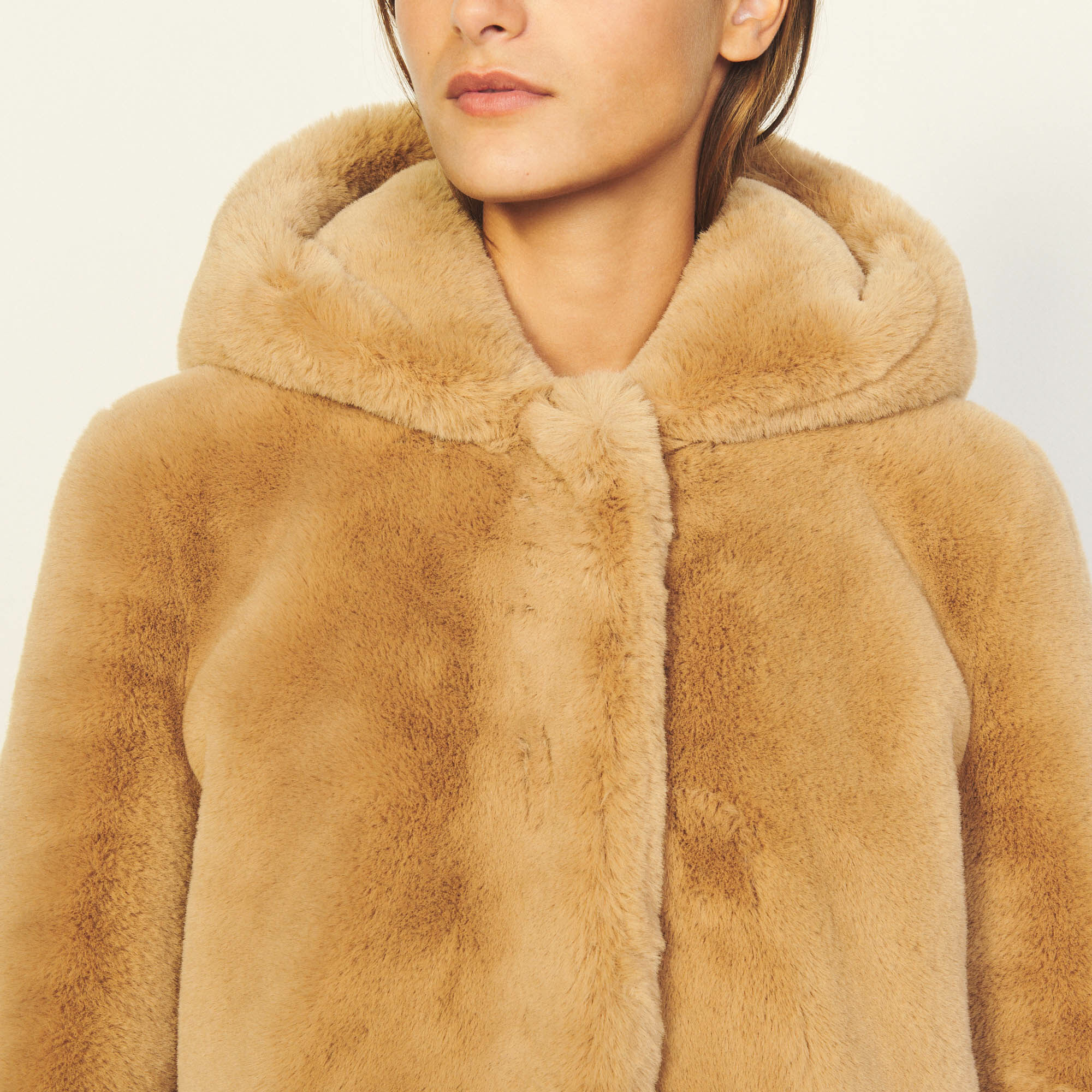 Sandro long faux fur coat hot sale