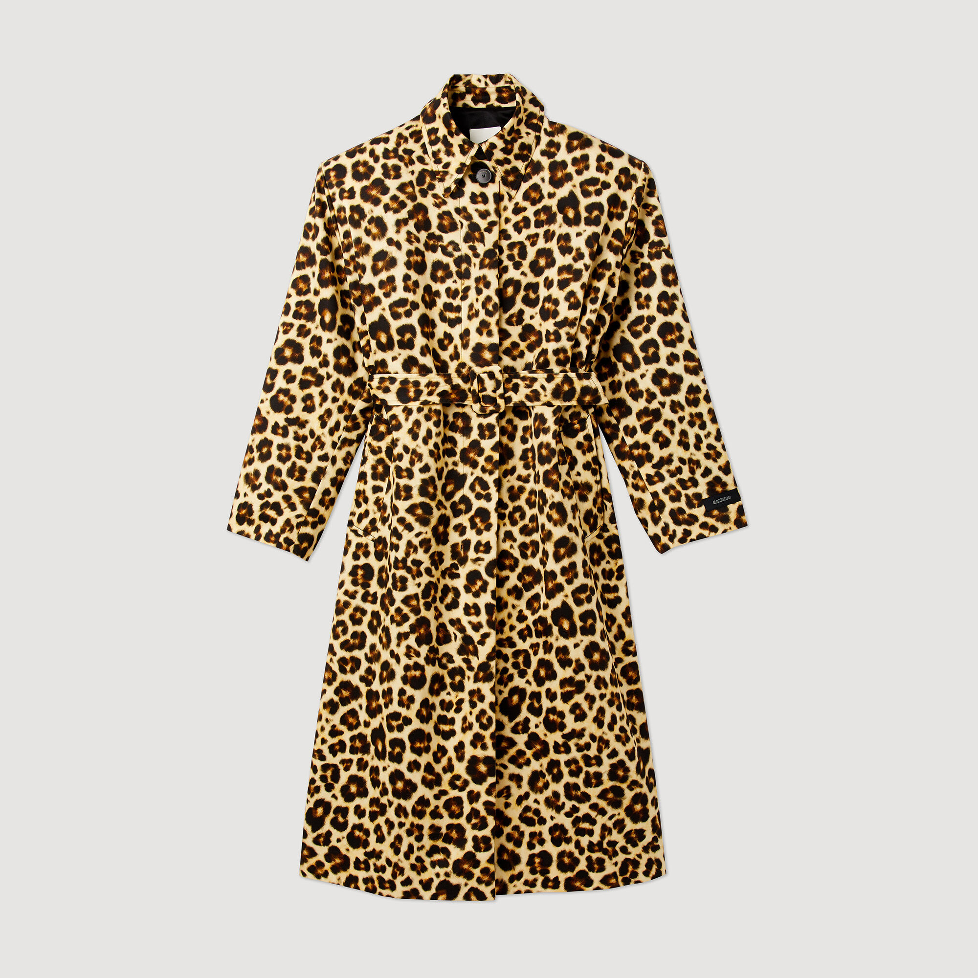 Oversized leopard print trench coat SFPOU00534 Beige Black All