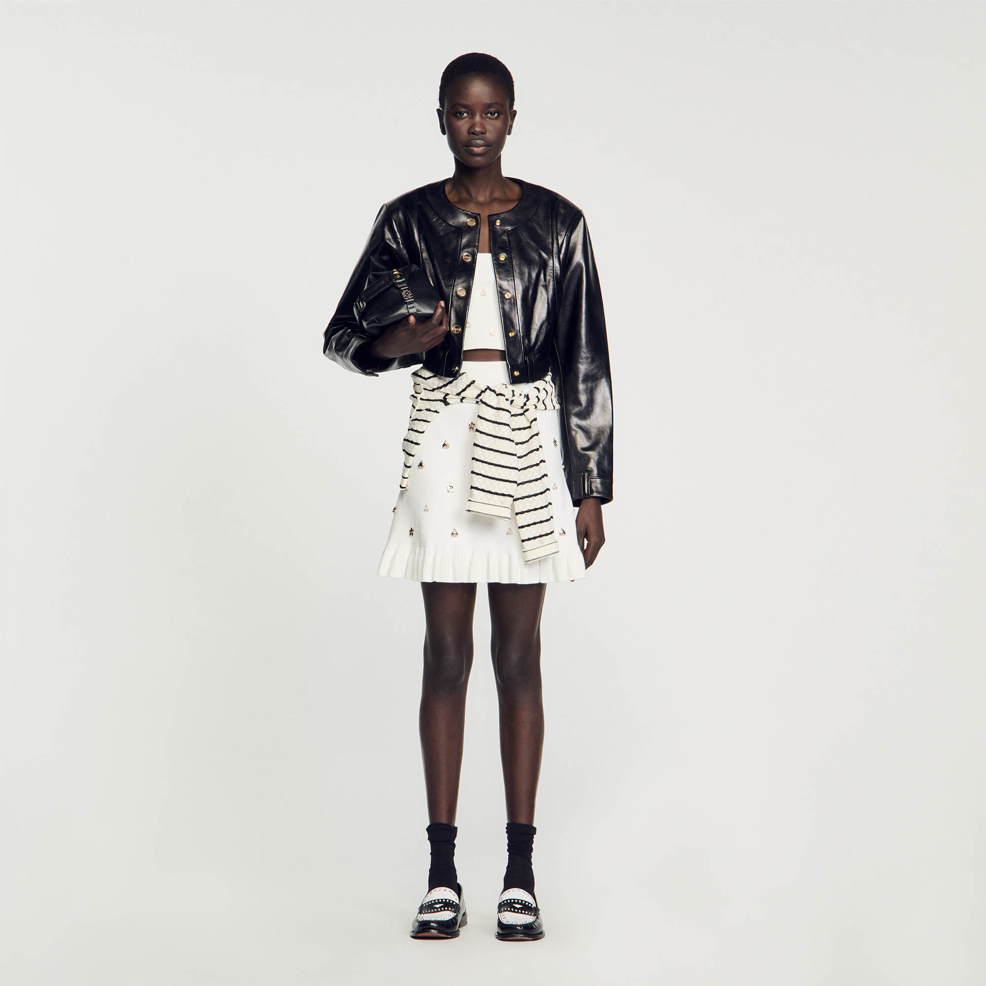 Blouson cuir femme sandro store