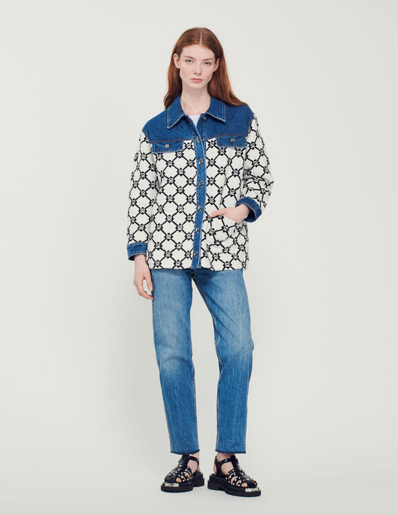 Louis Vuitton Monogram Jacquard Sleeveless Denim Jacket, White, 36
