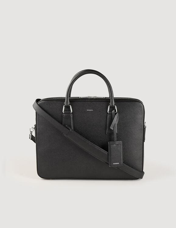 Slim leather briefcase Black Homme