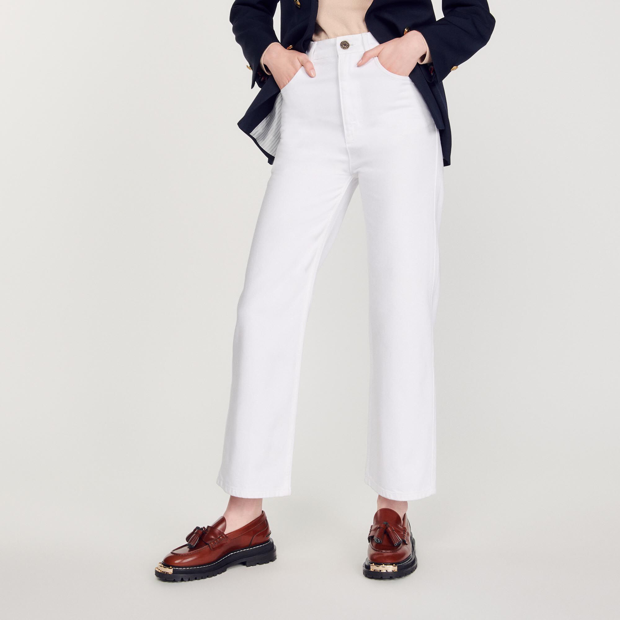 Jean droit blanc best sale femme
