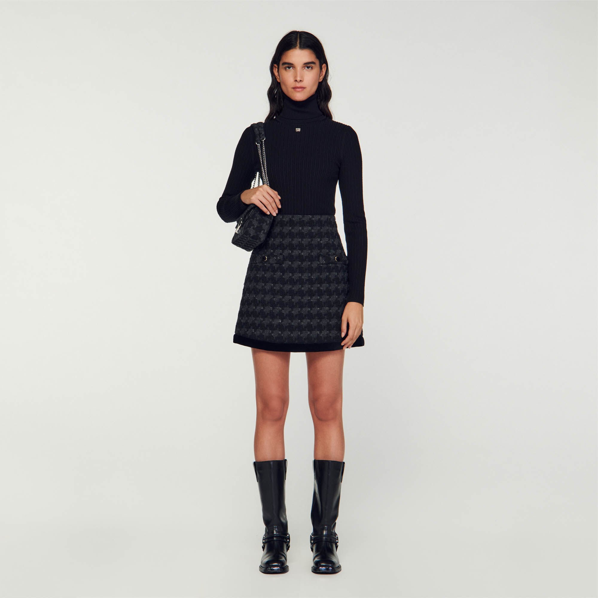 Jupe en tweed noir store