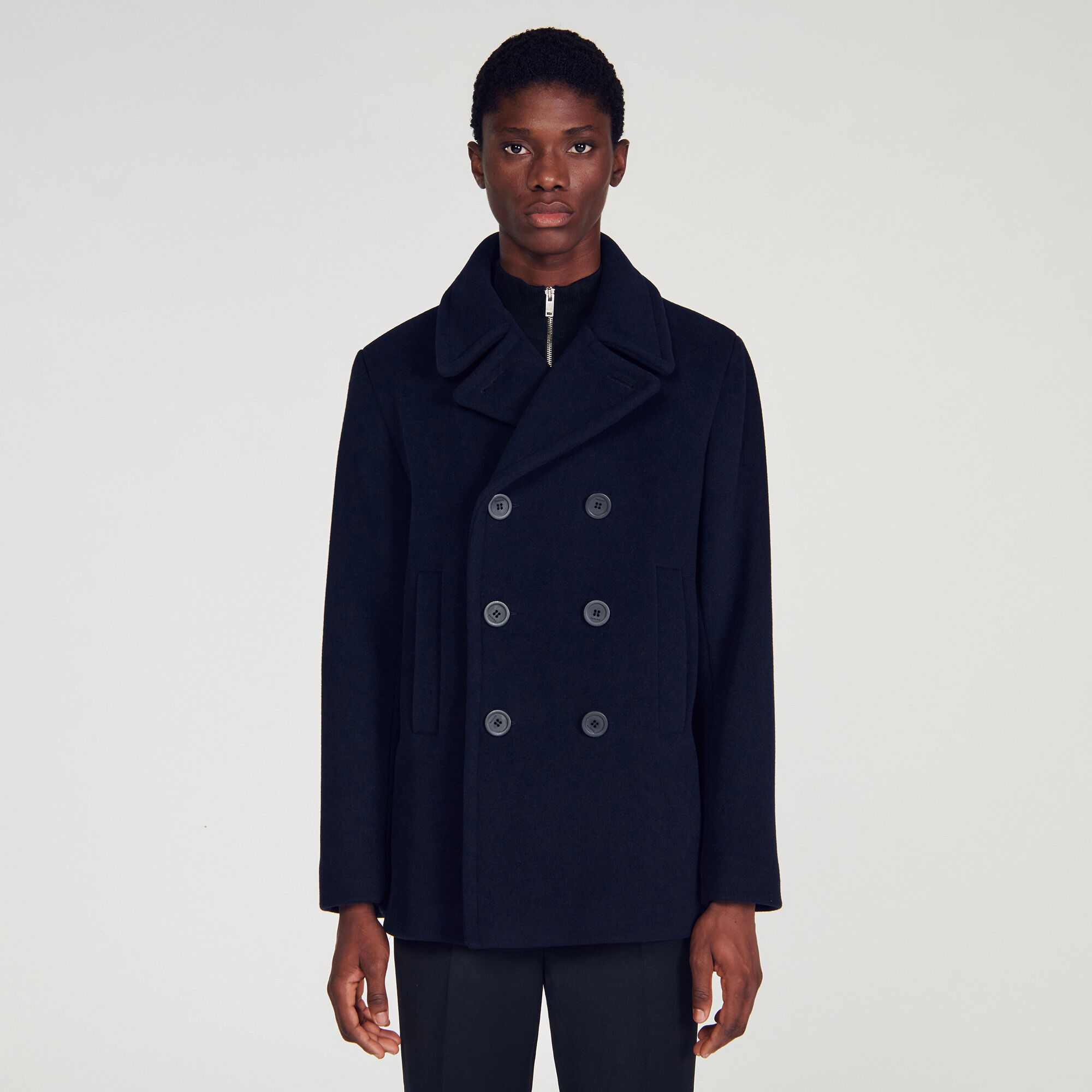 Mens wool pea coat discount