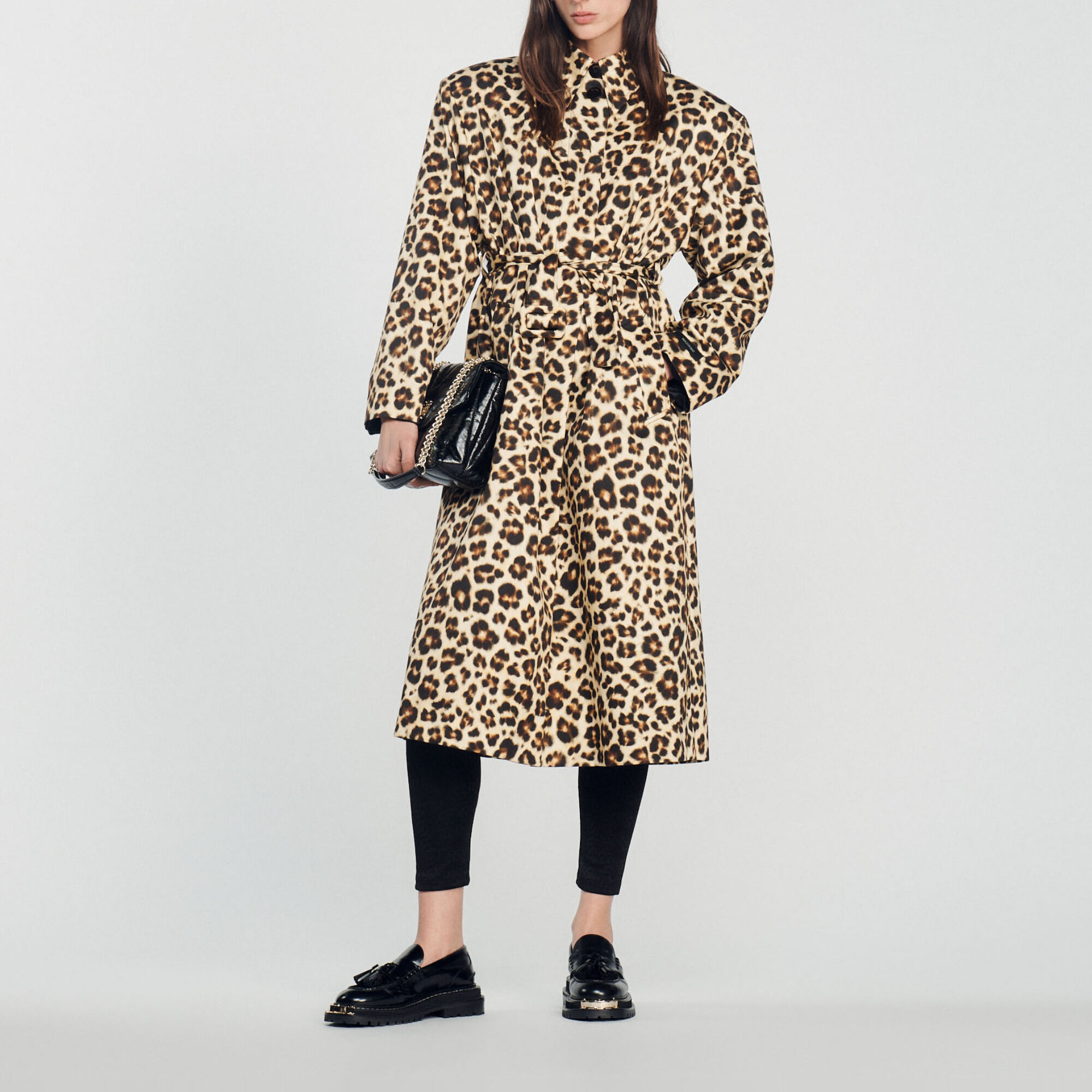 Sandro leopard print on sale coat