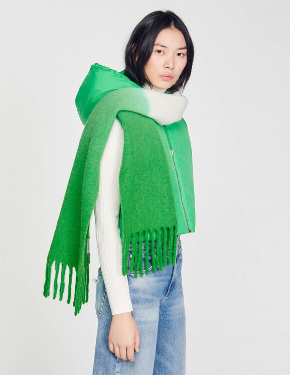 Fringed scarf Green Femme
