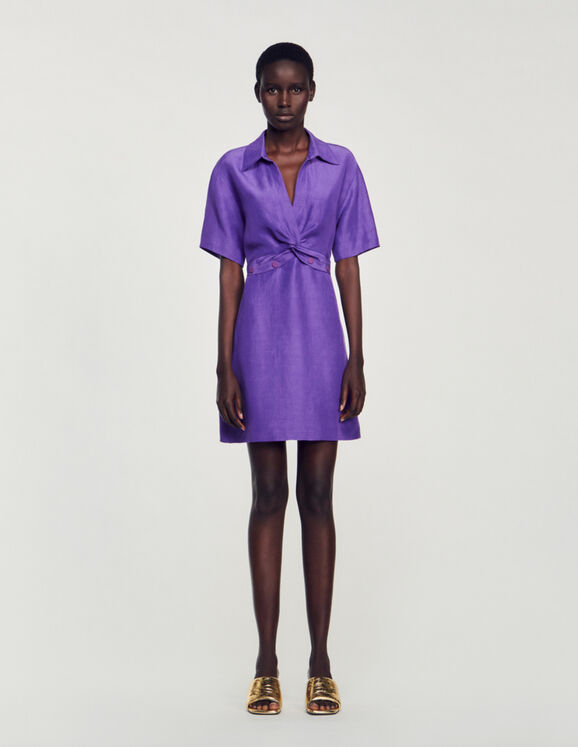 Short dress with shirt collar Purple Femme