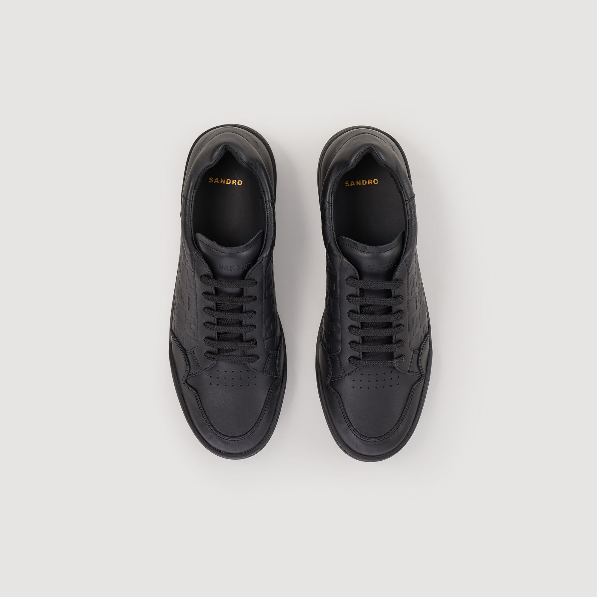 Embossed square cross leather trainers