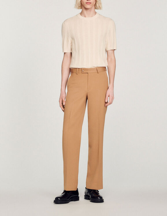 Wool blend trousers Camel Homme