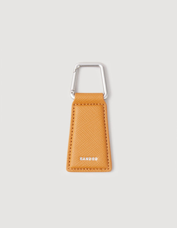 Leather key ring Camel Homme