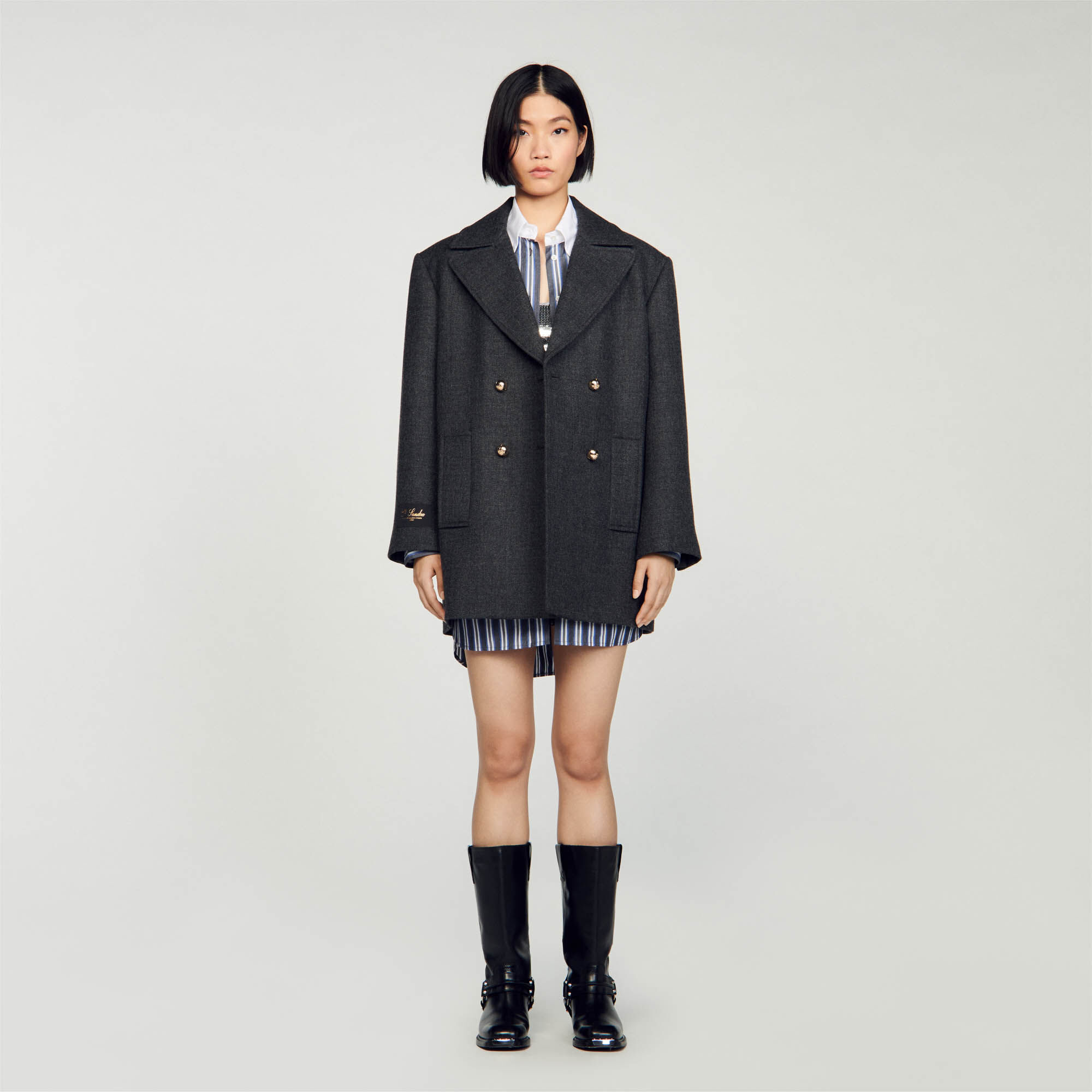 Caban gris femme online