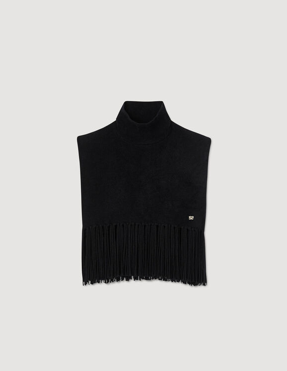 Velvet knit scarf collar Black Femme