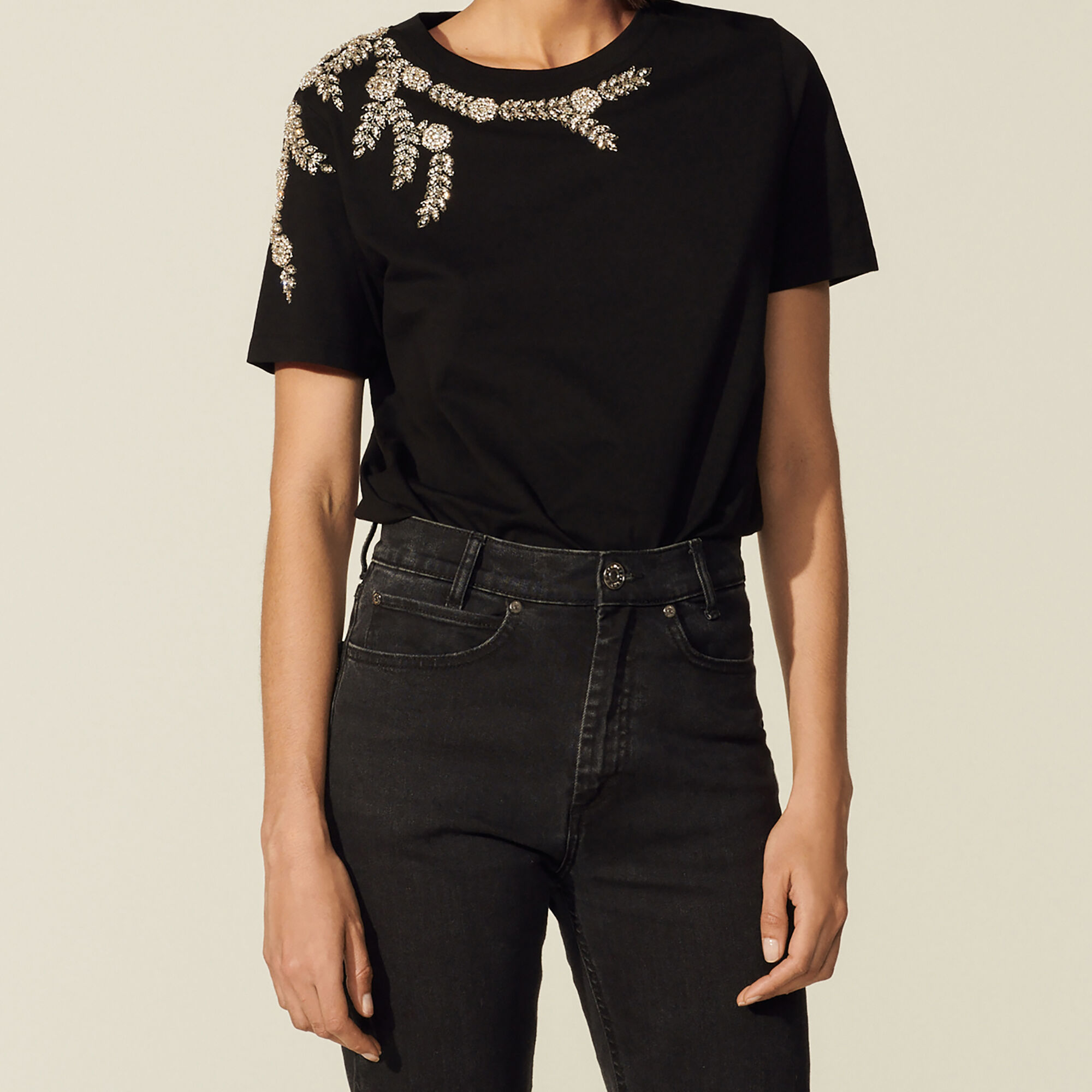 Rhinestone embellished T shirt