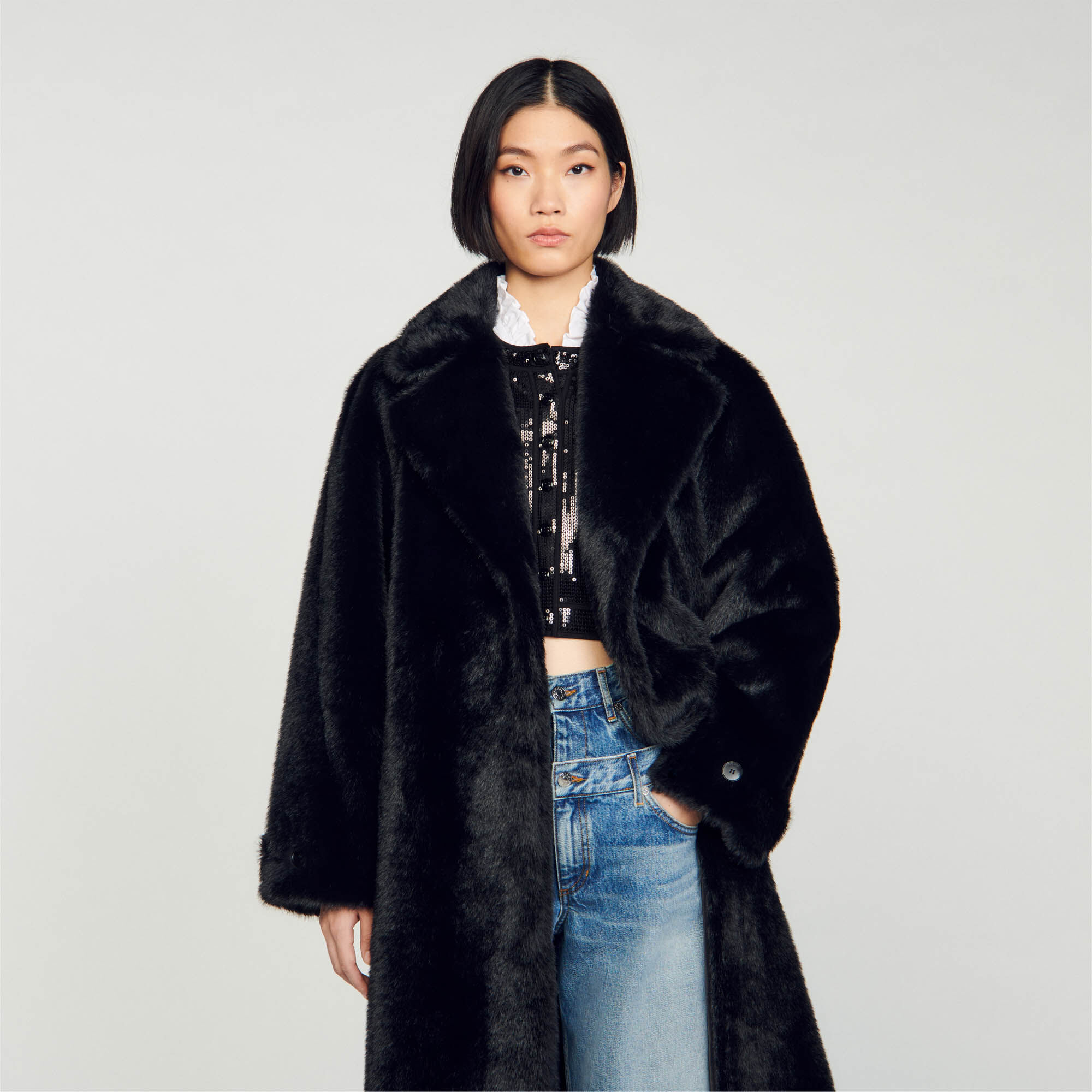 Manteau poil noir deals
