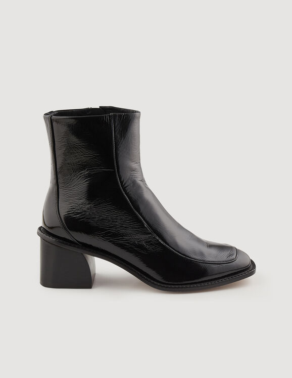 Patent leather boots with heel Black Femme