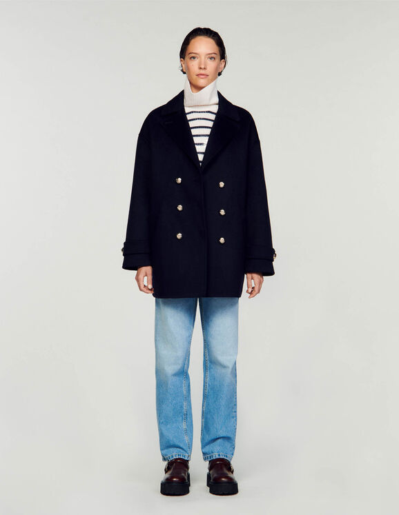 Double-breasted pea coat Navy Blue Femme