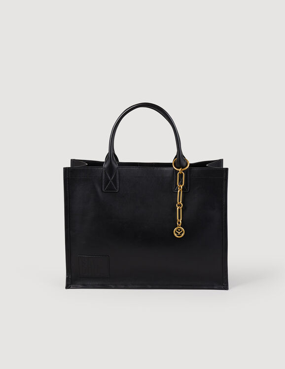 Tote bag in certified leather Black Femme
