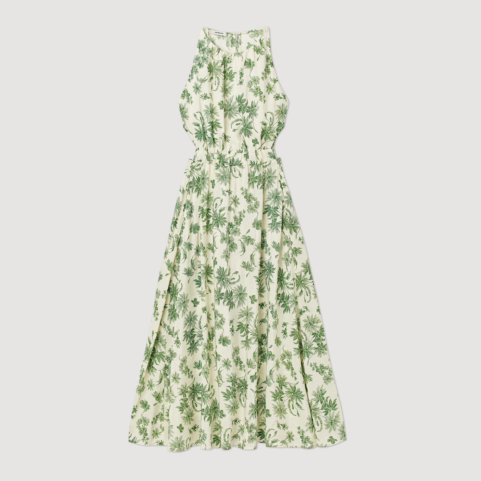 Robe longue imprim fleuri SFPRO03106 Ecru Vert OUTLET EU