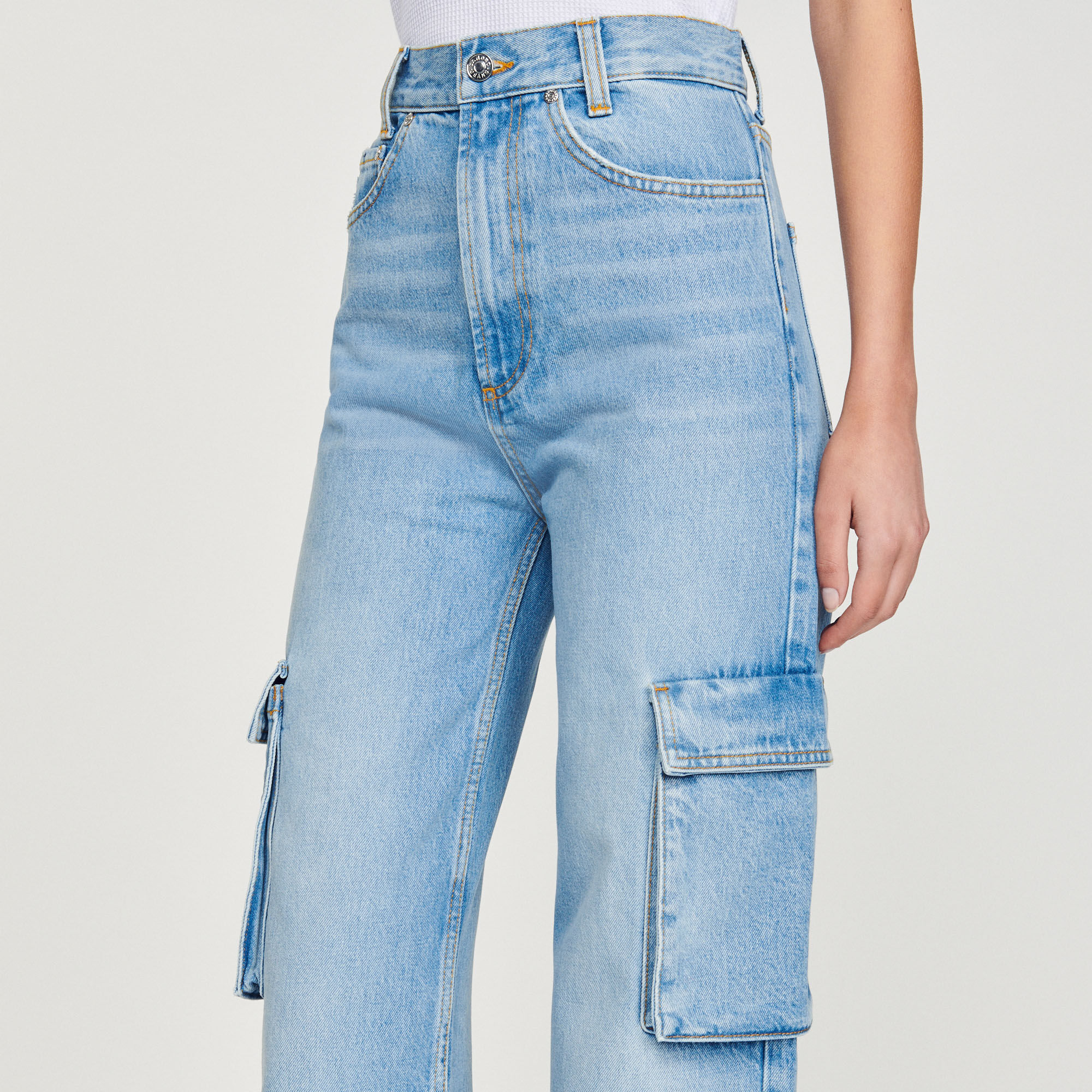 Pantalon cargo en jean femme sales