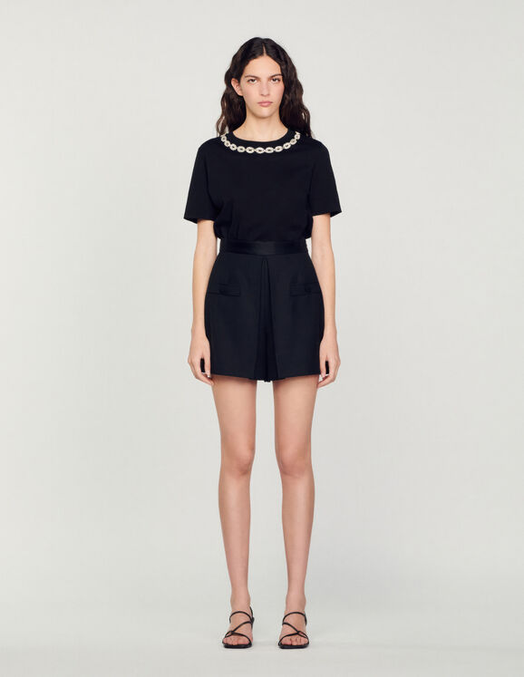 High-waisted shorts with buttons Black Femme