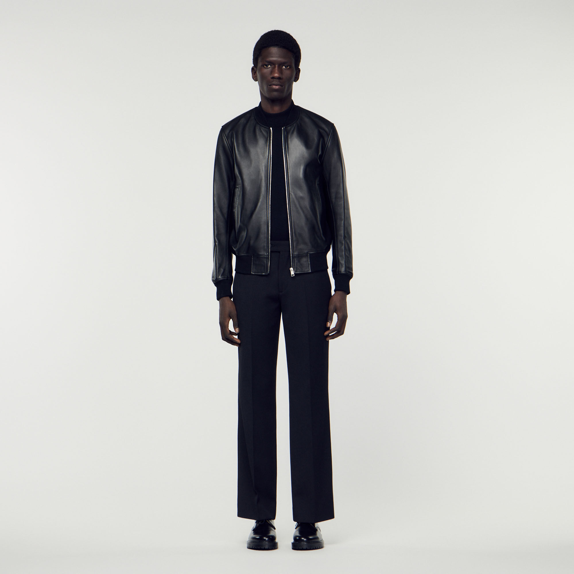 Smooth leather varsity jacket SHPBL00625 Black Coats Jackets
