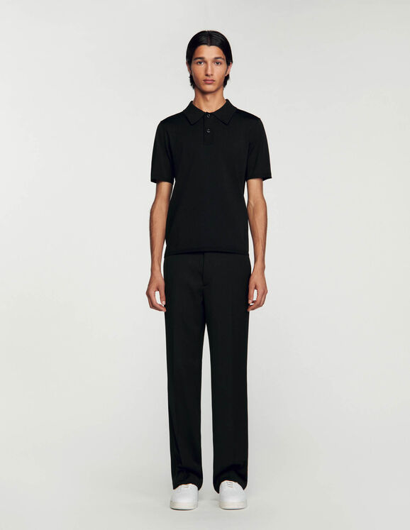 Short-sleeve knitted polo shirt Black Homme