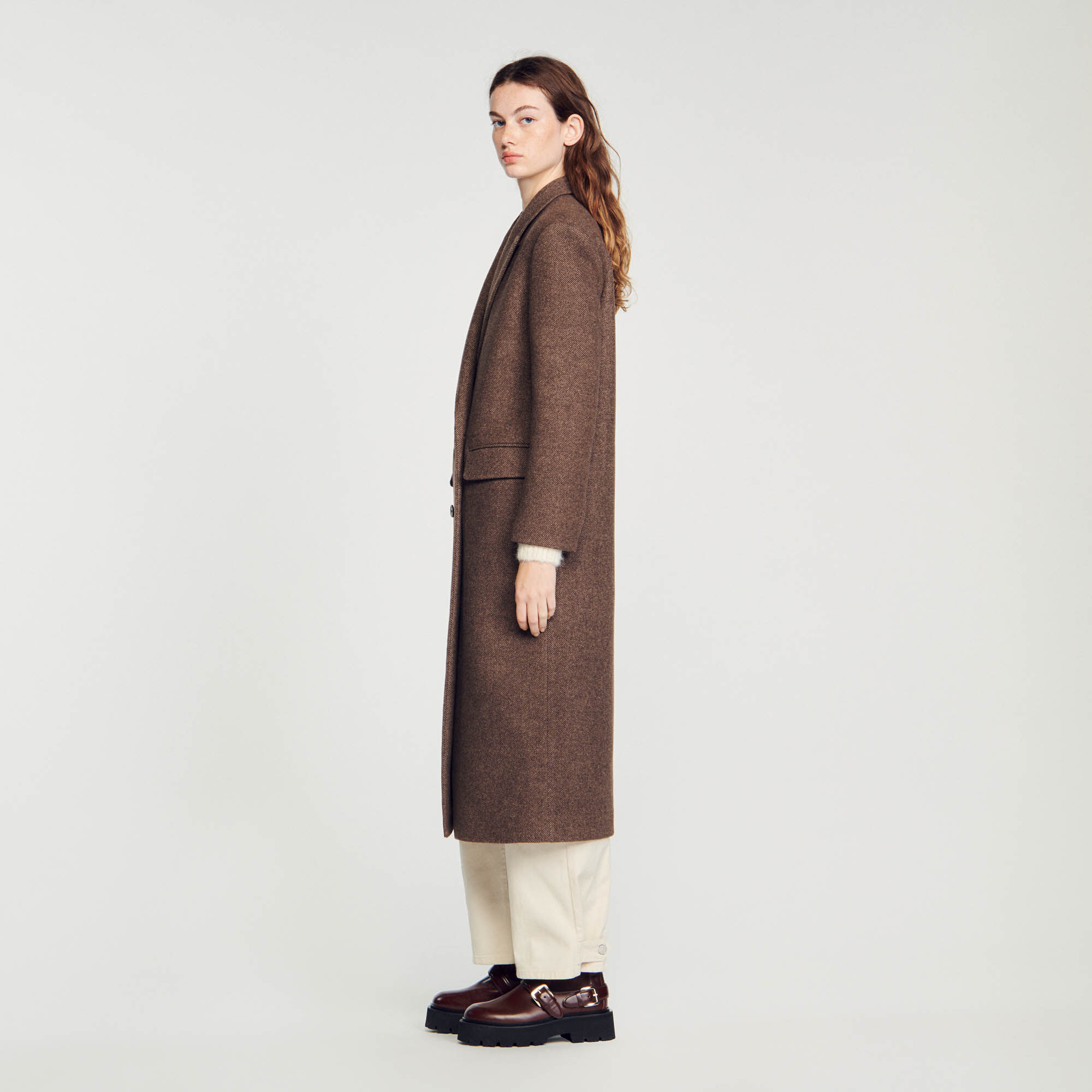 Long sleeved button coat SFPOU00568 Coats Sandro Paris