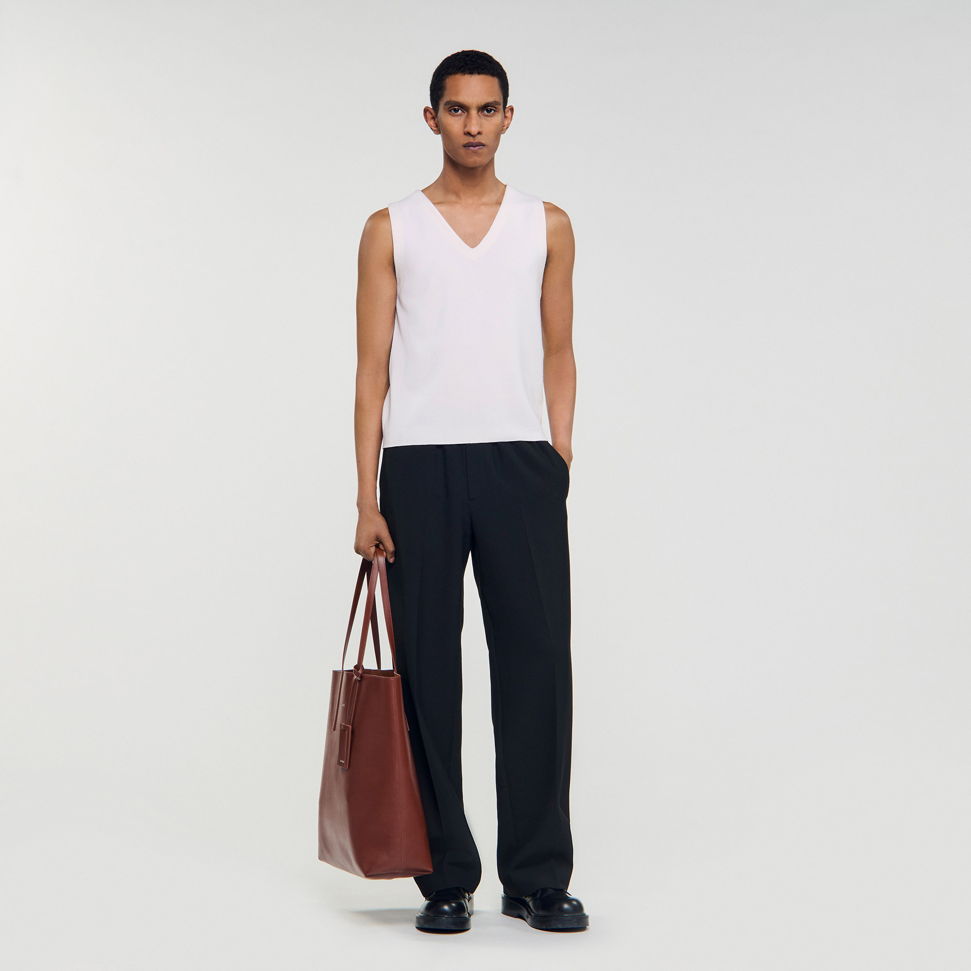 Wool vest top white / beige for Men | Sandro Paris